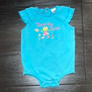 Okie Dokie Blue Bodysuit with Playful Graphic